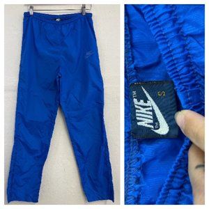 Vintage 70s 80s Nike Nylon Jogger Pants Medium Blue Athletic Swoosh